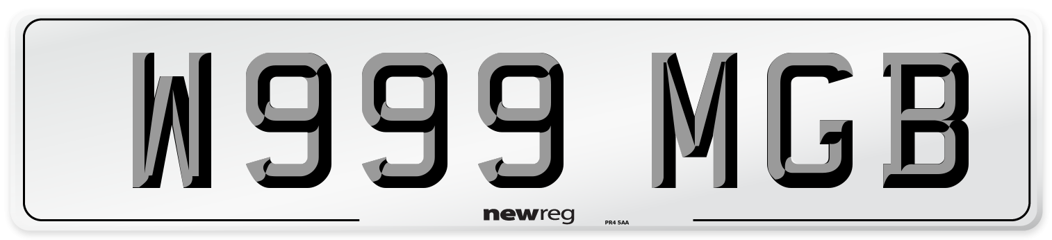W999 MGB Number Plate from New Reg